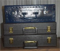3 pcs. Vintage Breifcases & Travel Trunk