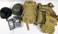 (2) Tactical Vests w/Ranger Patches, (2) Helmets,