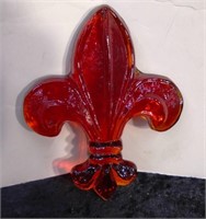 6" Amberina Glass Fleur de Lis