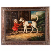 S. Tasmin. Monkey and Dog, oil on canvas