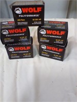 Wolf.223 ammo 5 boxes 100 rounds