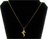 14K Gold Cross on 18" 14K Chain Necklace 3.0 Grams