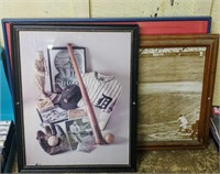 3 FRAMED BASEBALL PRINTS - TY COBB