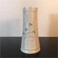 BELLEEK PORCELAIN TURRET VASE