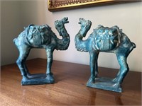 Pair Asian Turquoise Glazed Camel Figures