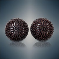 Pair Of Chinese Ming Style Cinnabar And Lacquered