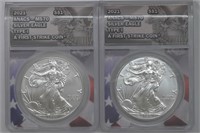 2 - 2021 ASE Silver Eagles ANACS MS70 Ty 1