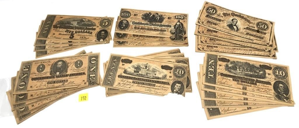 Lot, Confederate States reproduction notes, 27