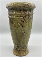 Green Ceramic  12in Vase