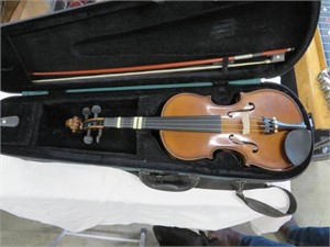 small violin, 2 bows, case
