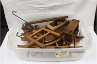 Wooden Shleving, hangers and boxes