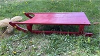 EARLY HOMEMADE WOODEN SLEIGH PAINTED RED