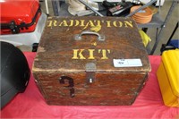 WOODEN BOX MARKED: RADIATION KIT WITH FIREPLACE
