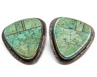 Cecil Ashley Navajo Green Turquoise Inlay Earrings