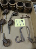 Vintage Casters / Hooks and Wood Containers