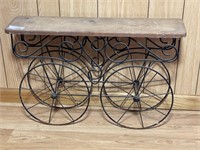 Wrought Iron Wagon Style Plant Stand