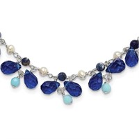 Sterling Silver- Natural Multi Gemstone Necklace