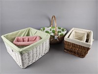 Vintage Fabric Lined Baskets