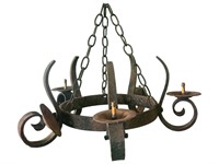 Iron Round Rustic 5 Arm Light with 3 Cups