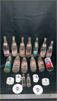 Peps-Cola bottles, can, miniature plastic set