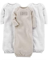 Carter's Baby 3Pk Cotton Sleeper Gowns, 0-3M