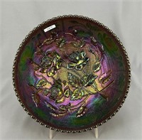 Luster Rose large deep round bowl - purple