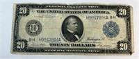 1914 LARGE $20 FEDERAL RESERVE NOTE BLUE SEAL