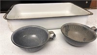 Enamelware tray and cups