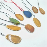Lot of Agate Slice Necklaces