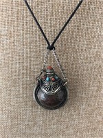 1920's Tibetan Snuff Bottle Pendant Necklace