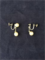 14K White Gold & Pearl Earrings