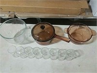 Lot of glassware including a measuring bowl