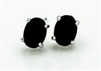 Genuine Black Onyx Solitaire Earrings
