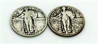 (2) 1927 & 1929 Standing Liberty Silver Quarters