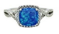 Round 1.50 ct Blue Opal Infinity Ring