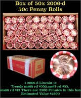 Box of 50 Rolls of 2006-d Gem Unc Lincoln Cents 1c