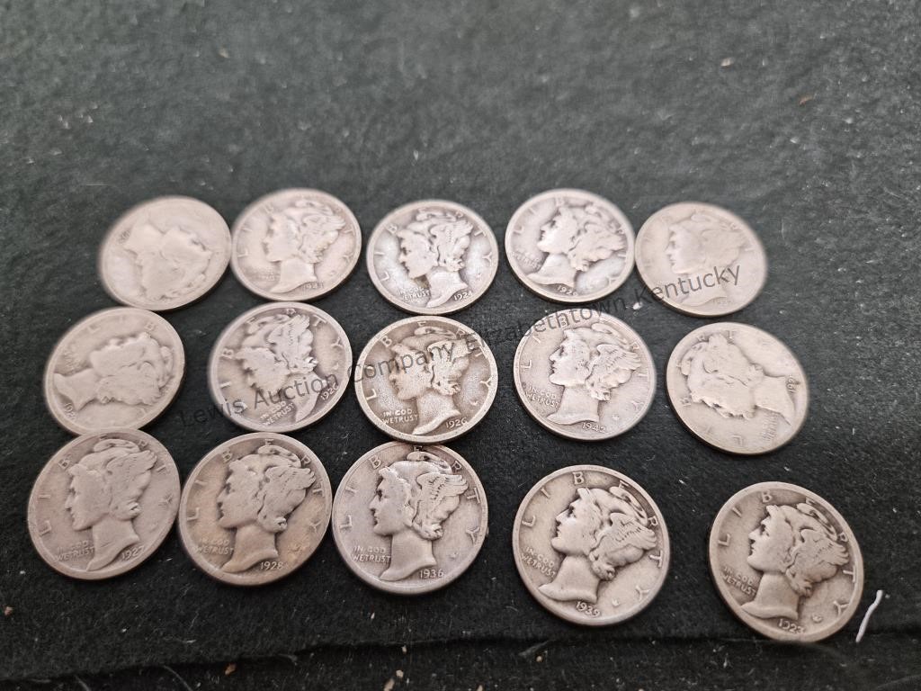 15 mercury dimes 15 times your bid