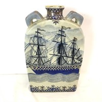 Antique Blue and White Vase Decorated with Ships