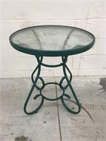 Metal Glass-Top Patio Table