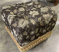 SQUARE UPHOLSTERED OTTOMAN WITH FRINGE,