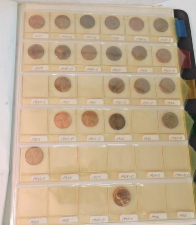 Album of 89 Lincoln cents, most unc