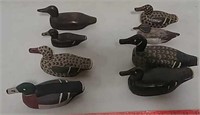 8 miniature duck decoys