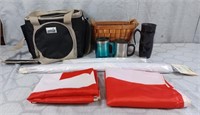 Cooler bag with mugs, food tents and 2 flags 3ft