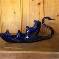Cobalt Blue Art Glass Swan
