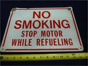 DOUBLE SIDED NO SMOKING SIGN FROM GAS STATION