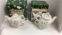 2 PfaltzGraff Winterberry sculpted tea for one