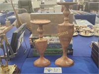 TWO DECORATIVE METAL CANDLE HOLDERS