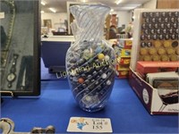 GLASS VASE FILLED WITH MARBLES