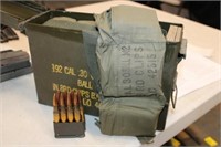 192  rds.30-06 M1 Ammo with Clips, Bandoleers &Can