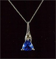 1.8ct Tanzanite &0.11ct Diamond Pendant Necklace